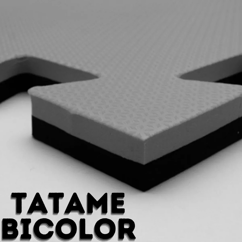 Kit 9 placa tatame tapete eva bicolor preto com cinza 100x100x30mm