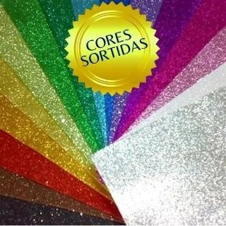 Placas De EVA com Glitter 40x48 (Dubflex) - Kit com 100 folhas coloridas (sortidas).